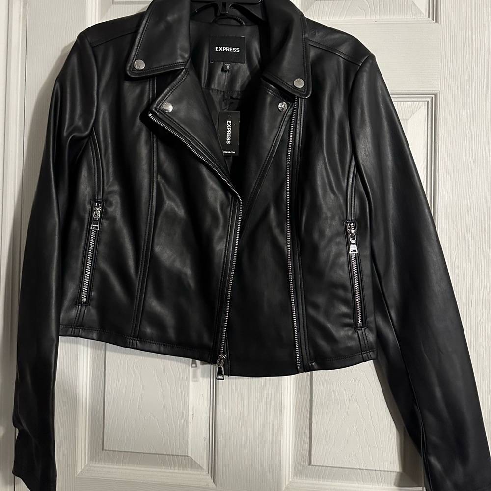 Express Women's Sleek Black Faux Leather Jacket